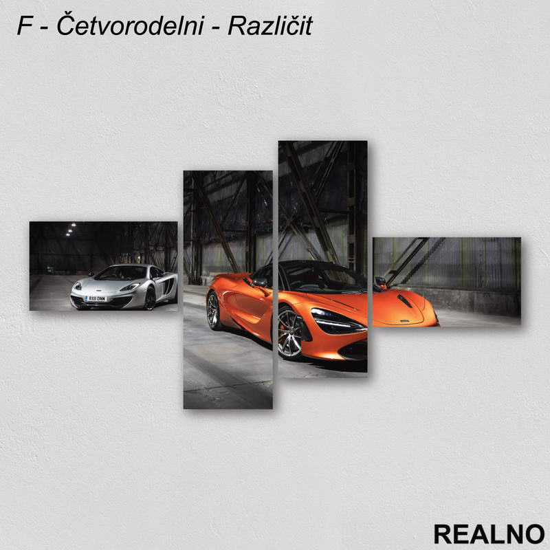 Narandžasti i Sivi Sportski Auto - Slika na platnu - Kanvas