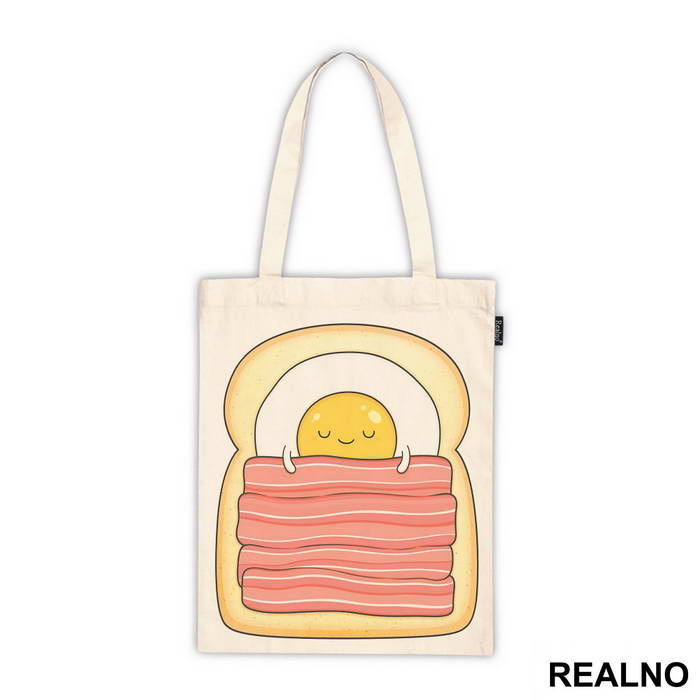Cute Egg Is Sleeping On Toast And Bacon - Ljubav