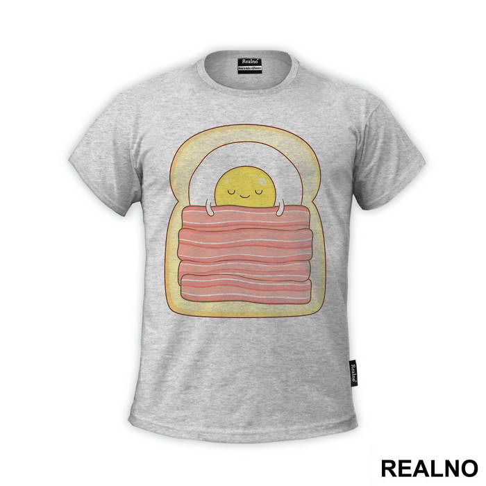 Cute Egg Is Sleeping On Toast And Bacon - Ljubav