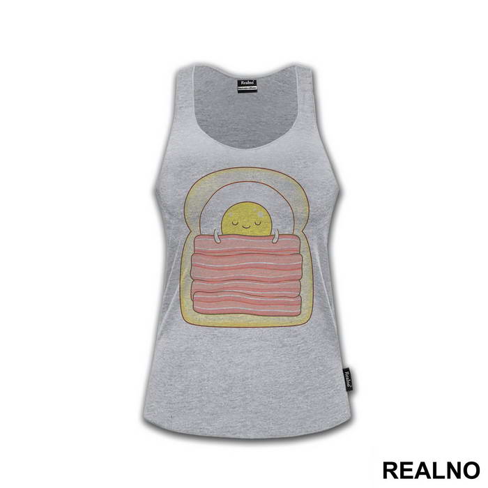 Cute Egg Is Sleeping On Toast And Bacon - Ljubav