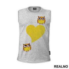 Two Owls And Heart Yellow - Ljubav