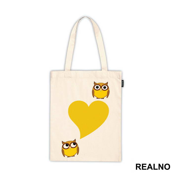Two Owls And Heart Yellow - Ljubav