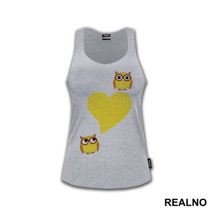 Two Owls And Heart Yellow - Ljubav