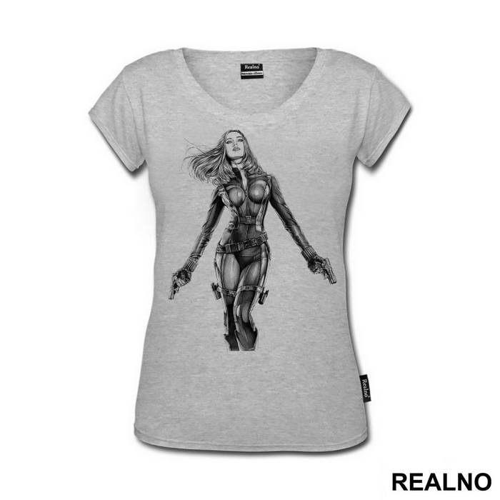 Black And White - Black Widow - Avengers - Majica