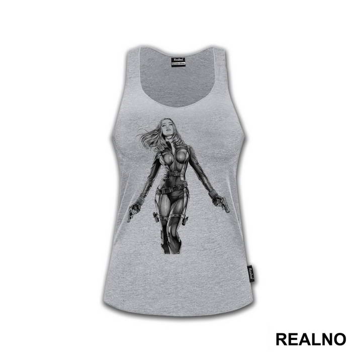 Black And White - Black Widow - Avengers - Majica