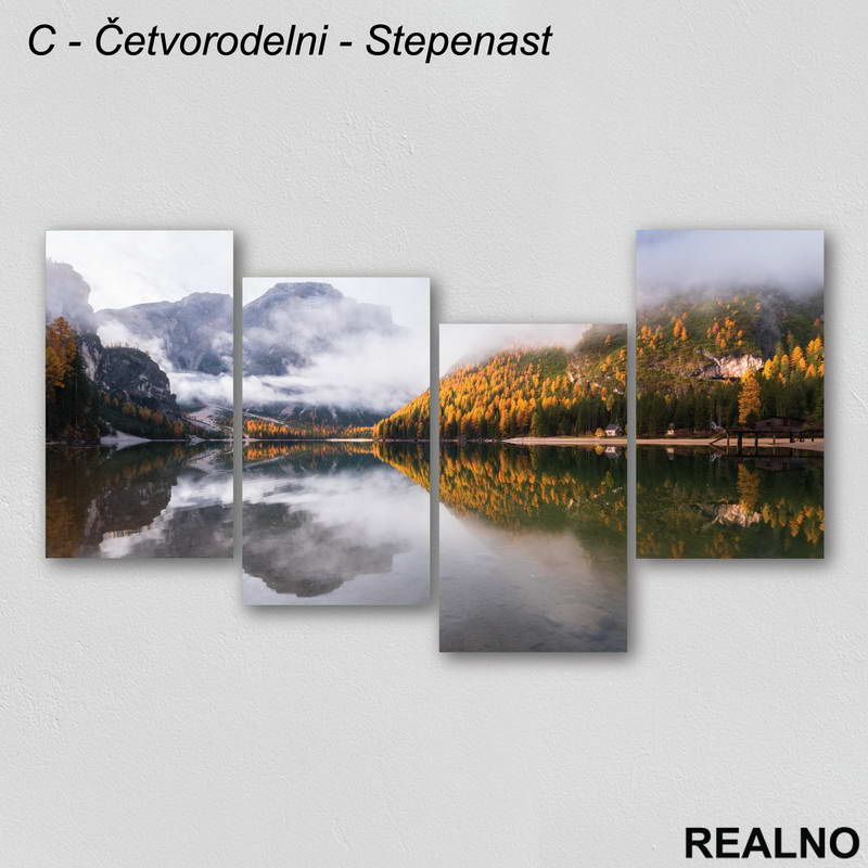 Maglovito Jezero I Planine - Slika na platnu - Kanvas