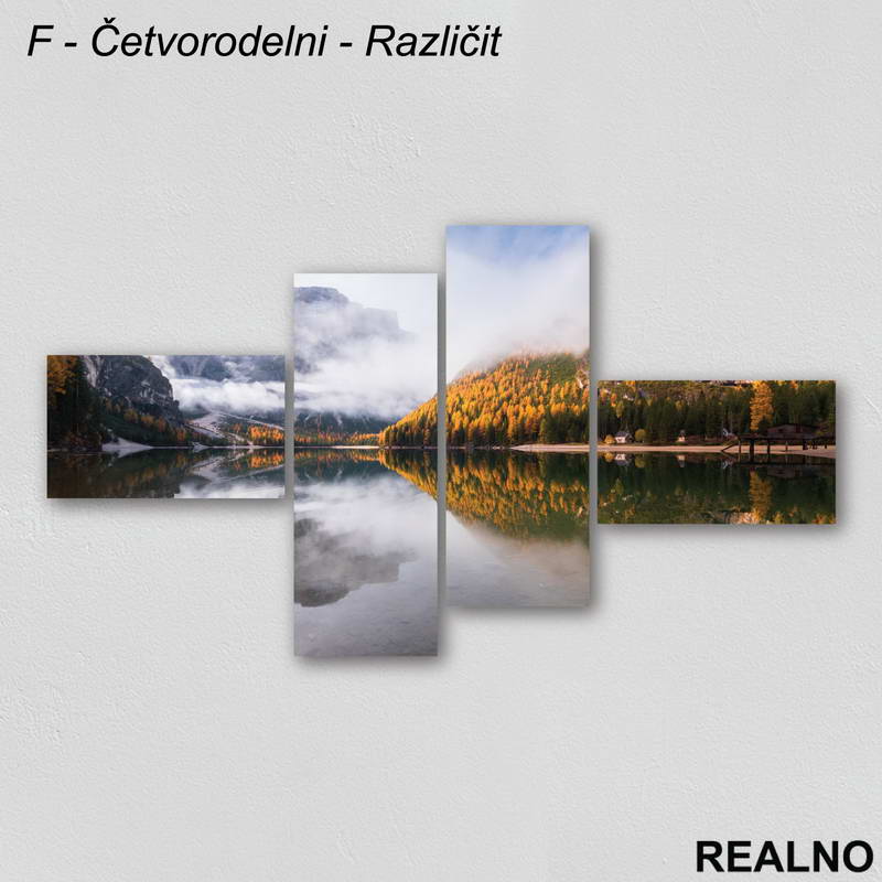 Maglovito Jezero I Planine - Slika na platnu - Kanvas