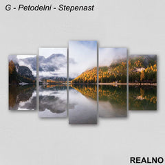 Maglovito Jezero I Planine - Slika na platnu - Kanvas