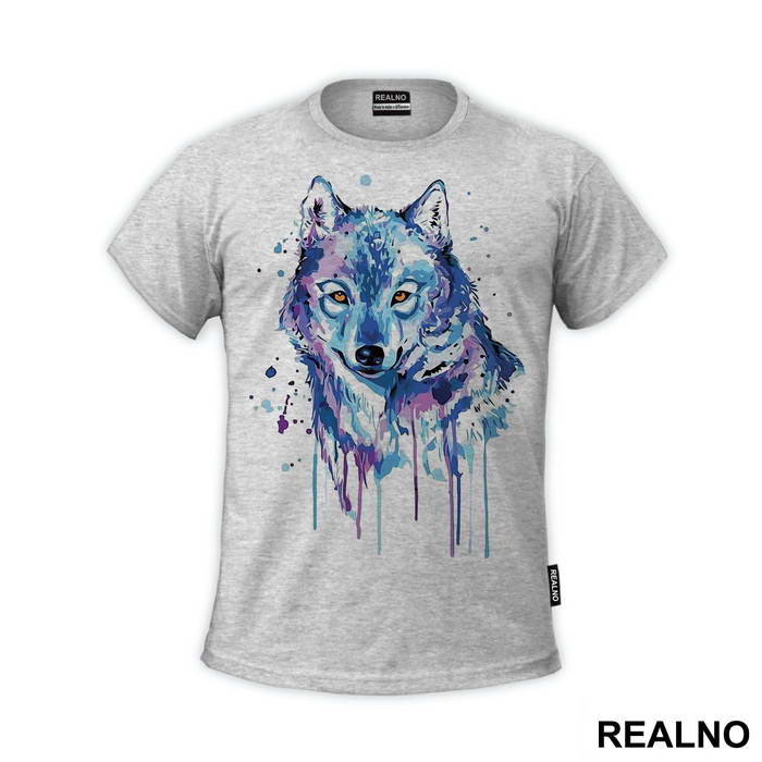 Blue And Purple Wolf Watercolor Painting - Životinje