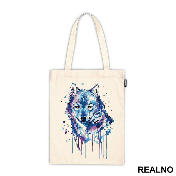 Blue And Purple Wolf Watercolor Painting - Životinje
