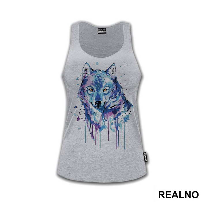 Blue And Purple Wolf Watercolor Painting - Životinje
