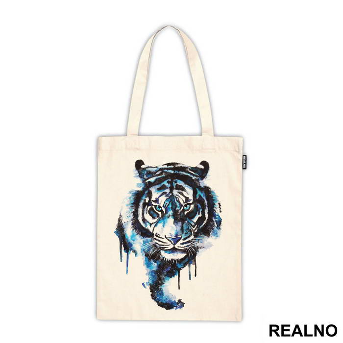 Blue Tiger Head Watercolor Painting - Životinje