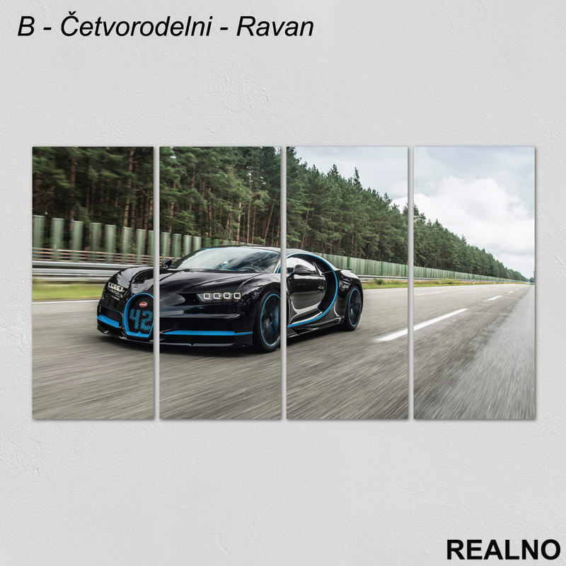 Crni Sportski Auto na putu - Slika na platnu - Kanvas
