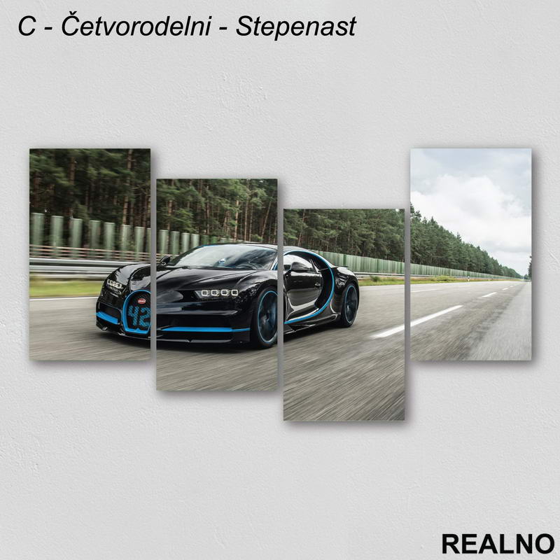 Crni Sportski Auto na putu - Slika na platnu - Kanvas