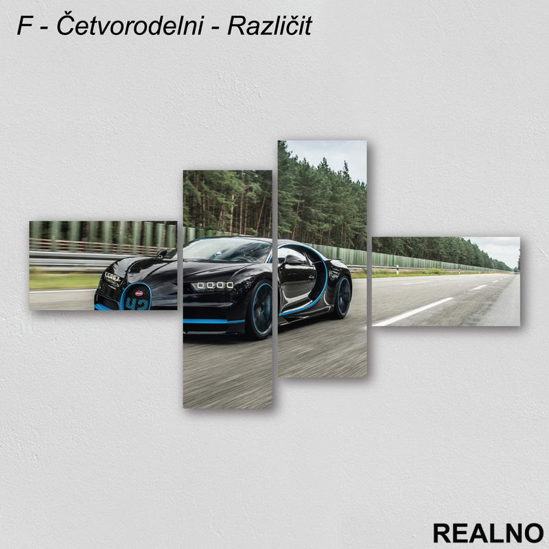 Crni Sportski Auto na putu - Slika na platnu - Kanvas