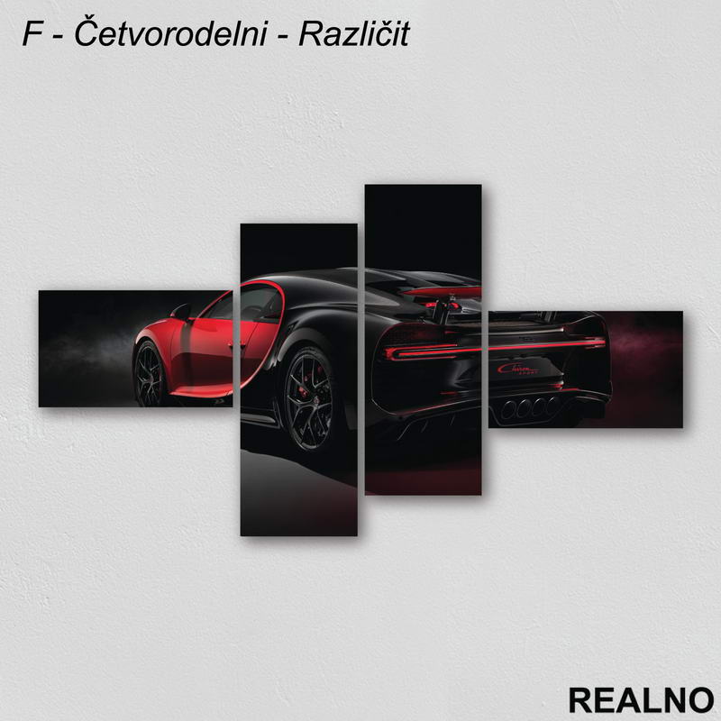 Crno - Crveni sportski auto - Slika na platnu - Kanvas