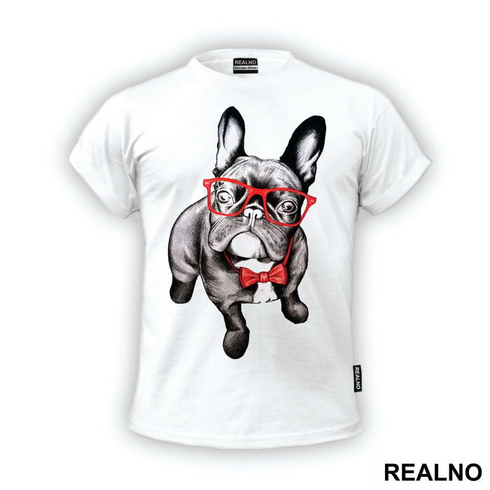 French Bulldog Wearing Red Glasses - Životinje