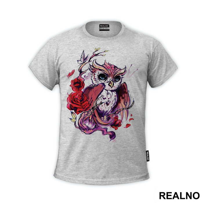 Owl With Roses  - Životinje