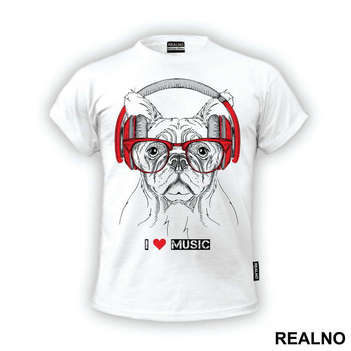 Dog With Headphones I Love Music - Životinje