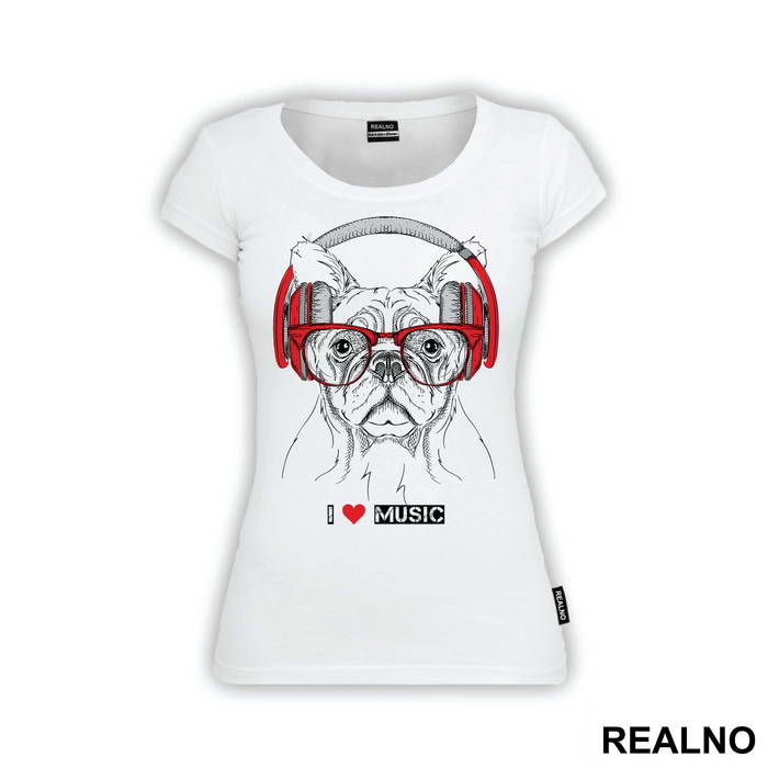 Dog With Headphones I Love Music - Životinje