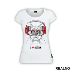 Dog With Headphones I Love Music - Životinje