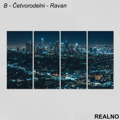 Pogled grada noću iz vazduha - Slika na platnu - Kanvas