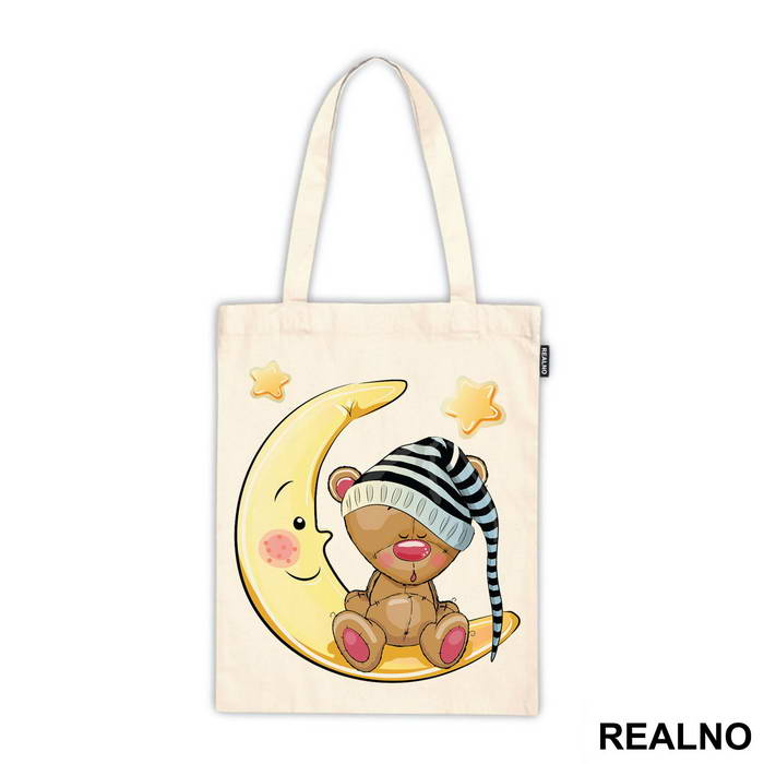 Sleepy Teddy Bear Sitting On A Moon - Životinje