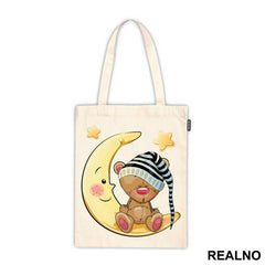 Sleepy Teddy Bear Sitting On A Moon - Životinje