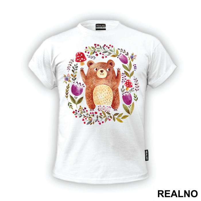 Bear Surrounded By Flowers - Životinje