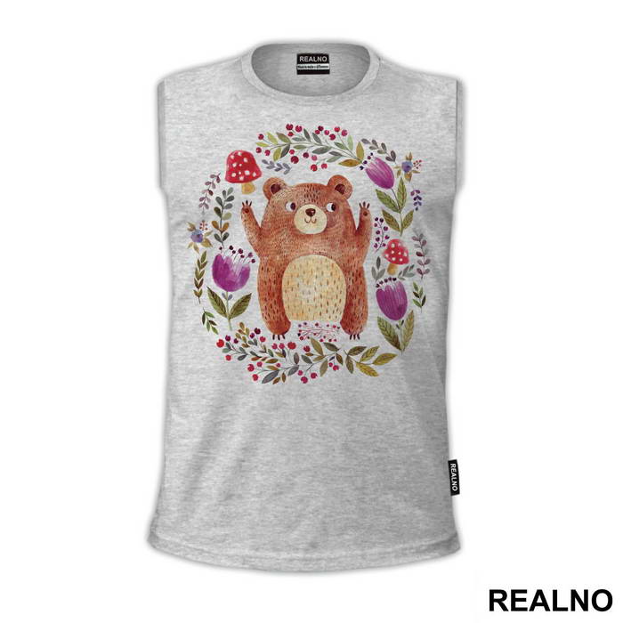 Bear Surrounded By Flowers - Životinje