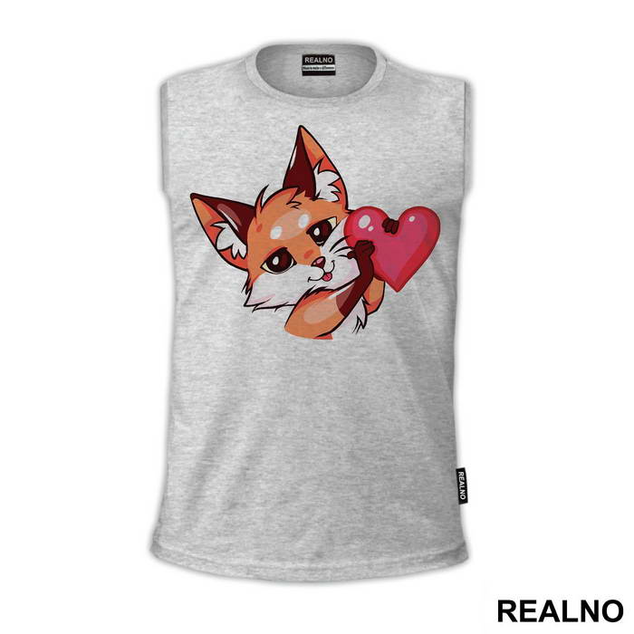 Fox Holding A Pink Heart - Životinje