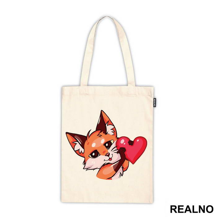 Fox Holding A Pink Heart - Životinje