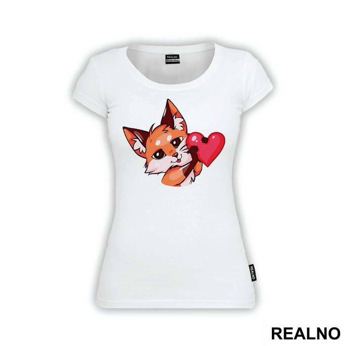 Fox Holding A Pink Heart - Životinje
