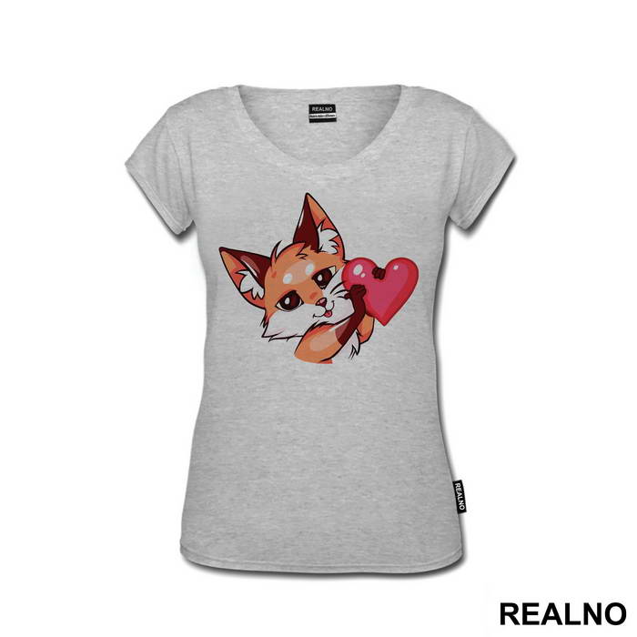Fox Holding A Pink Heart - Životinje