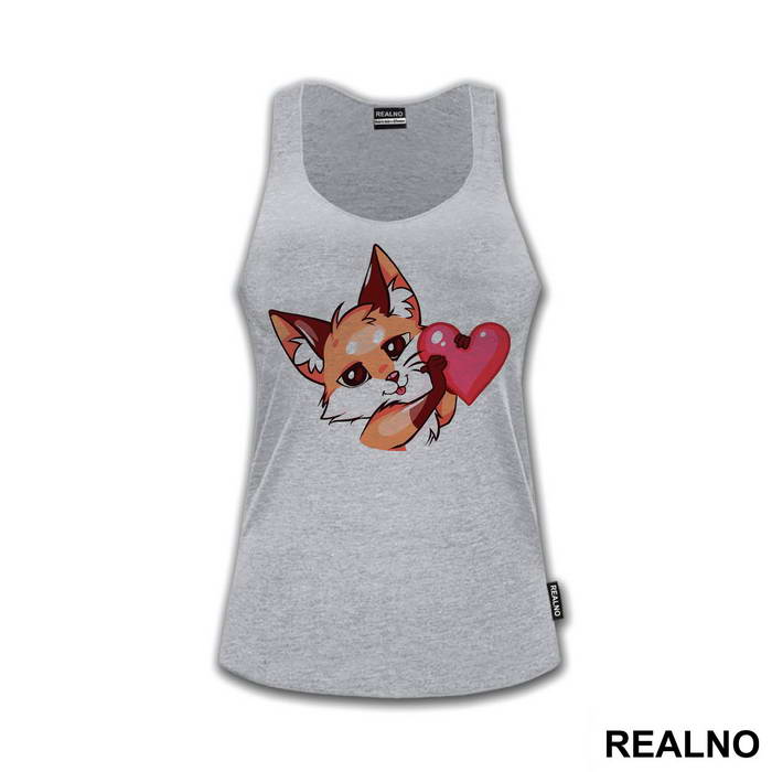 Fox Holding A Pink Heart - Životinje