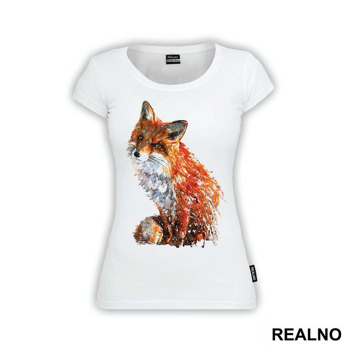 Fox Sitting Painting - Životinje