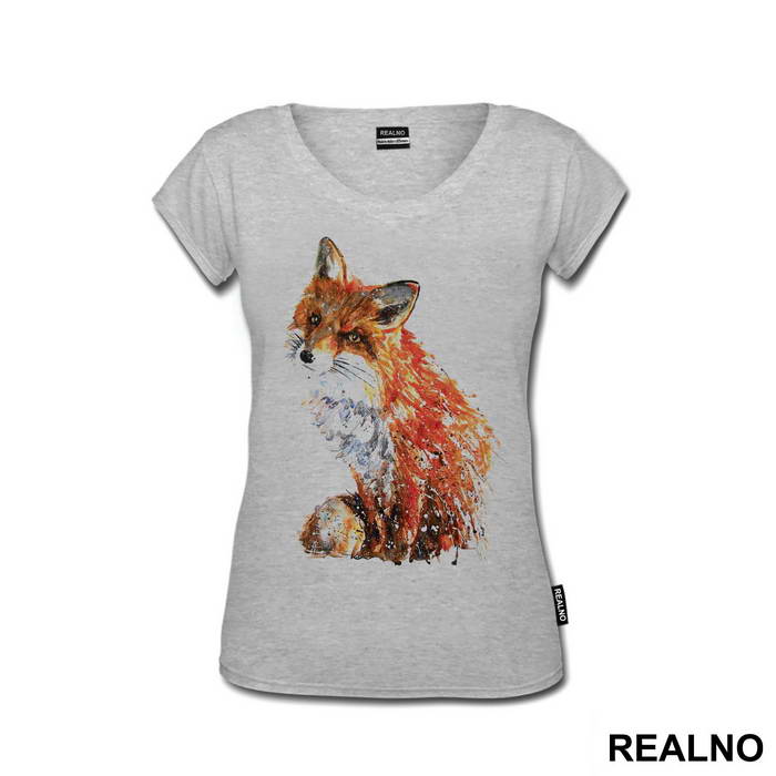 Fox Sitting Painting - Životinje