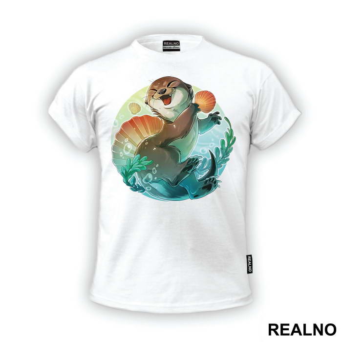 Otter Holding A Clam Shell - Životinje