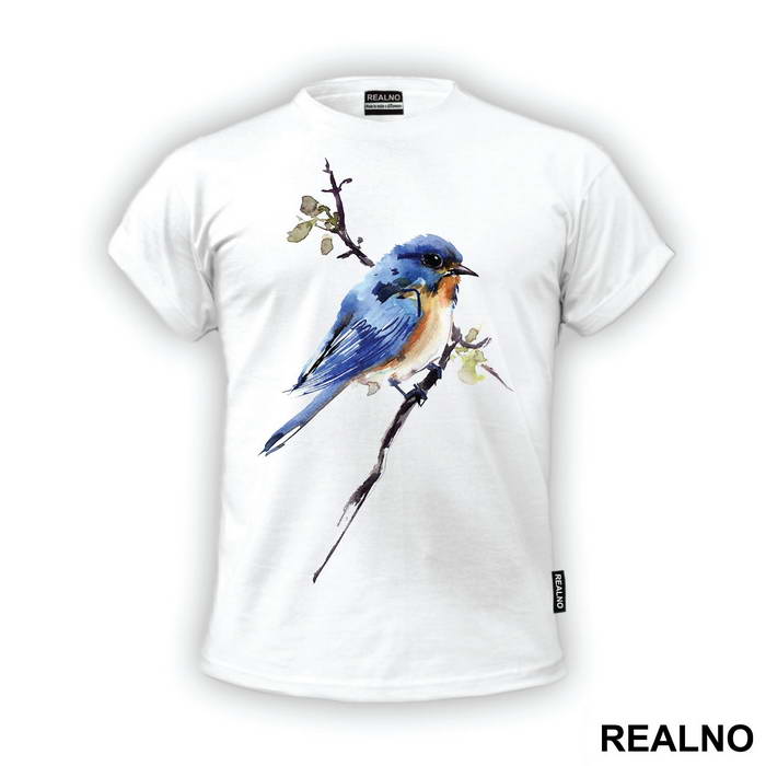 Blue Bird Standing On A Branch - Životinje