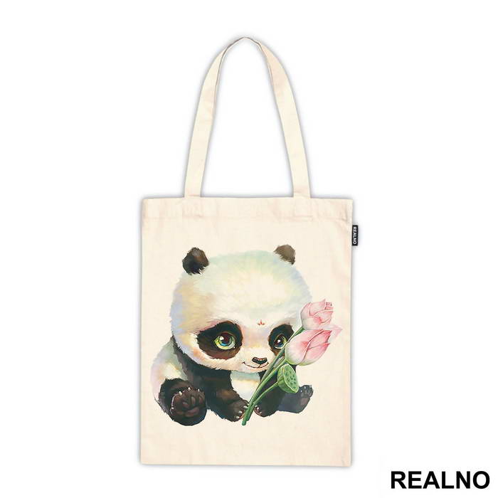 Baby Panda Holding Flowers - Životinje