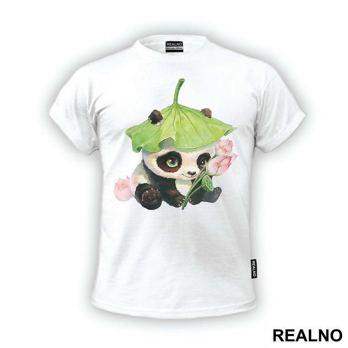 Baby Panda Wearing A Flower Hat - Životinje
