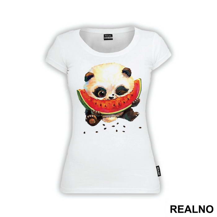 Baby Panda Eating A Slice Of Watermelon - Životinje