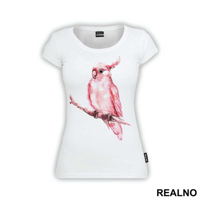 Pink Bird On A Branch Illustration - Životinje