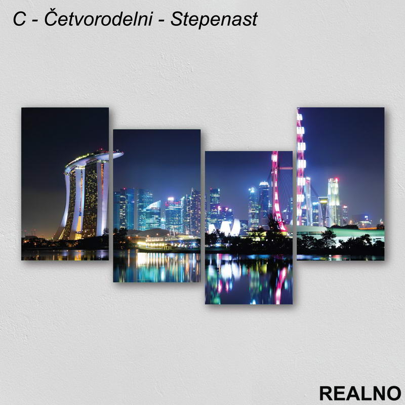 Grad noću - Singapur - Slika na platnu - Kanvas