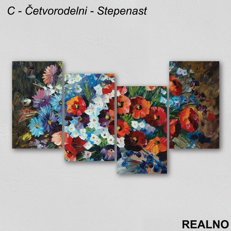 Šareno cveće - Uljane boje - Slika na platnu - Kanvas