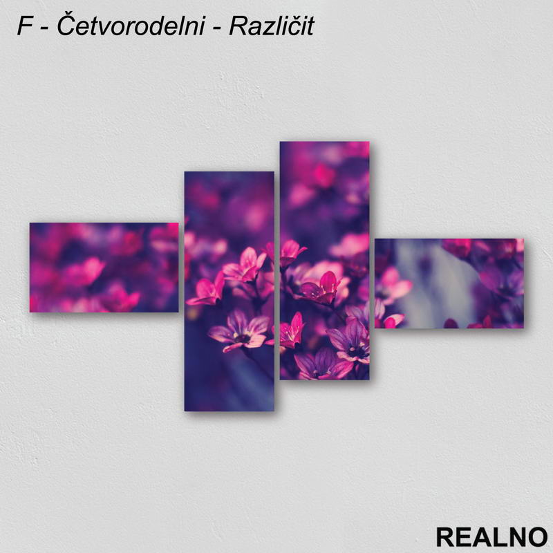 Ljubičasto - roze cveće sa zamućenom pozadinom - Slika na platnu - Kanvas