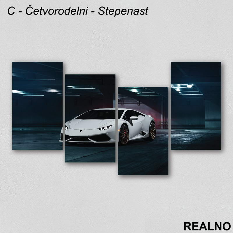 Beli Sportski Auto - Lambordžini - Slika na platnu - Kanvas