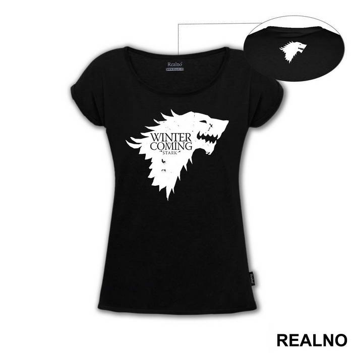 Winter Is Coming Black Dire Wolf Sigil - House Stark - Game Of Thrones - GOT - Majica