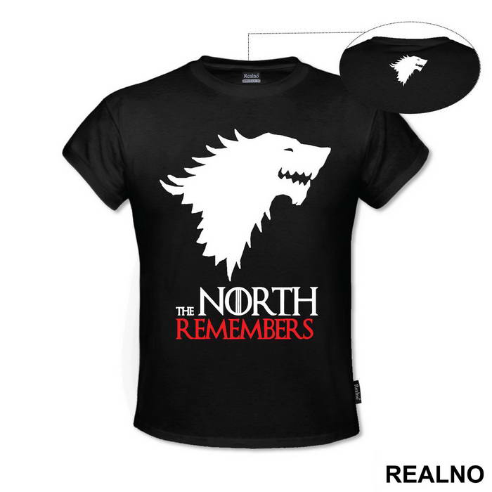 The North Remembers Black And Red Dire Wolf - House Stark - Game Of Thrones - GOT - Majica