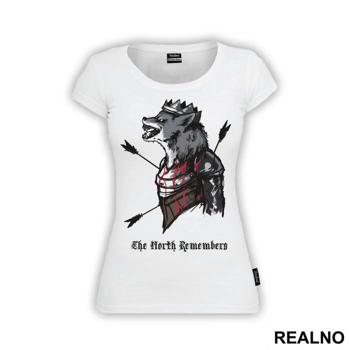 The North Remembers - Bloody Wolf With Arrows - House Stark - Game Of Thrones - GOT - Majica